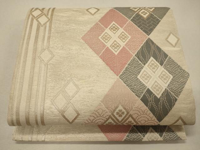 平和屋着物＊夏物 六通柄袋帯 みずおと 菱吉祥文 金糸 正絹 逸品 CAAW9052oy