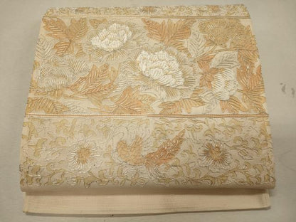 平和屋着物＊夏物 太鼓柄袋帯 駒刺繍 鳳凰花唐草文 正絹 逸品 CAAW9060oy