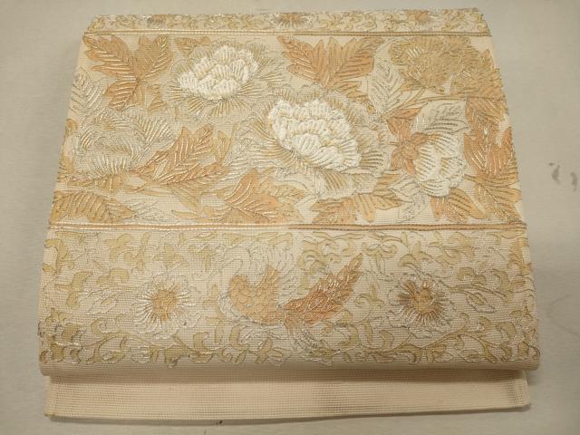 平和屋着物＊夏物 太鼓柄袋帯 駒刺繍 鳳凰花唐草文 正絹 逸品 CAAW9060oy