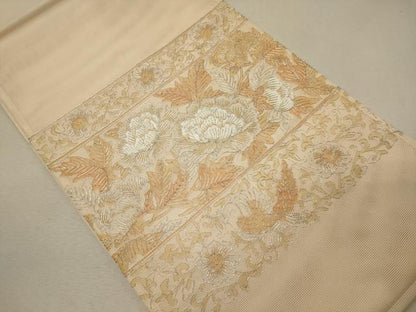 平和屋着物＊夏物 太鼓柄袋帯 駒刺繍 鳳凰花唐草文 正絹 逸品 CAAW9060oy