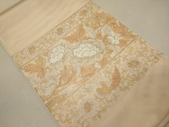 平和屋着物＊夏物 太鼓柄袋帯 駒刺繍 鳳凰花唐草文 正絹 逸品 CAAW9060oy