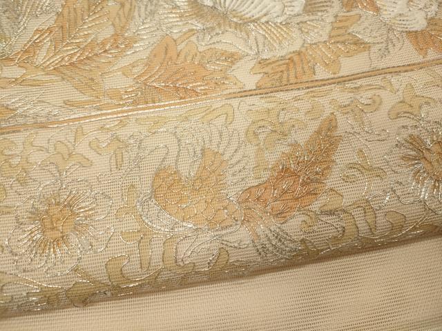 平和屋着物＊夏物 太鼓柄袋帯 駒刺繍 鳳凰花唐草文 正絹 逸品 CAAW9060oy