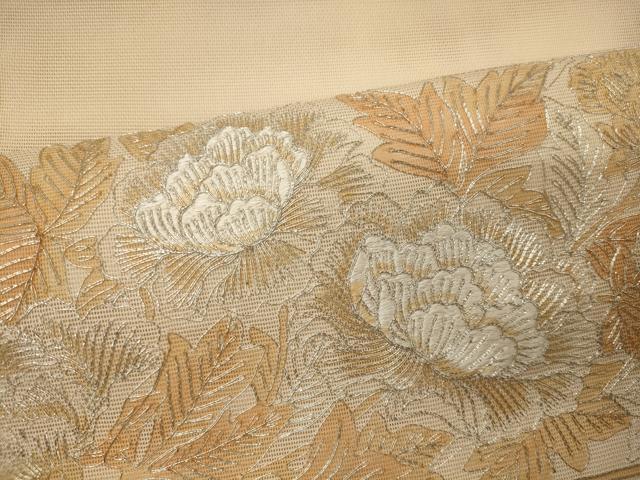 平和屋着物＊夏物 太鼓柄袋帯 駒刺繍 鳳凰花唐草文 正絹 逸品 CAAW9060oy