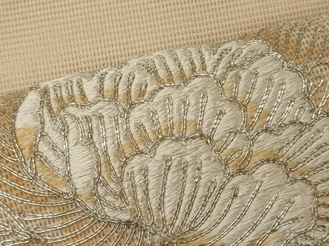 平和屋着物＊夏物 太鼓柄袋帯 駒刺繍 鳳凰花唐草文 正絹 逸品 CAAW9060oy