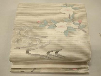 平和屋着物＊夏物 太鼓柄袋帯 絽綴れ 枝花文 銀糸 正絹 逸品 CAAW9063oy