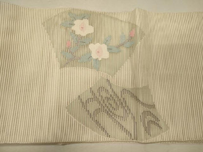 平和屋着物＊夏物 太鼓柄袋帯 絽綴れ 枝花文 銀糸 正絹 逸品 CAAW9063oy