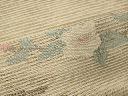 平和屋着物＊夏物 太鼓柄袋帯 絽綴れ 枝花文 銀糸 正絹 逸品 CAAW9063oy