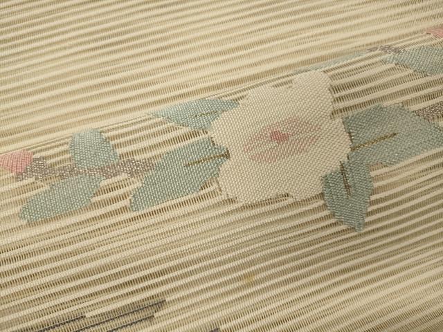 平和屋着物＊夏物 太鼓柄袋帯 絽綴れ 枝花文 銀糸 正絹 逸品 CAAW9063oy