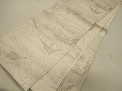 平和屋着物＊夏物 六通柄袋帯 草花文 銀糸 正絹 逸品 CAAW9064oy