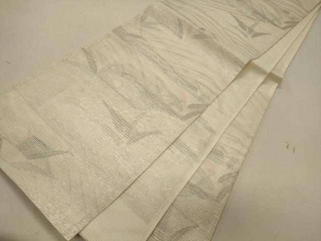 平和屋着物＊夏物 六通柄袋帯 草花文 銀糸 正絹 逸品 CAAW9064oy