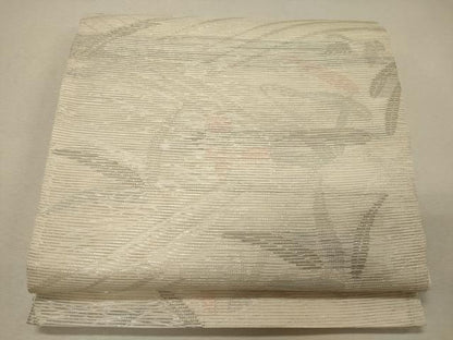 平和屋着物＊夏物 六通柄袋帯 草花文 銀糸 正絹 逸品 CAAW9064oy