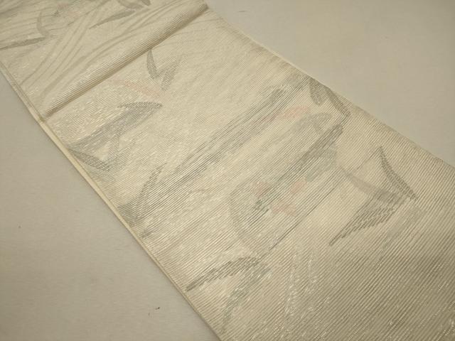 平和屋着物＊夏物 六通柄袋帯 草花文 銀糸 正絹 逸品 CAAW9064oy