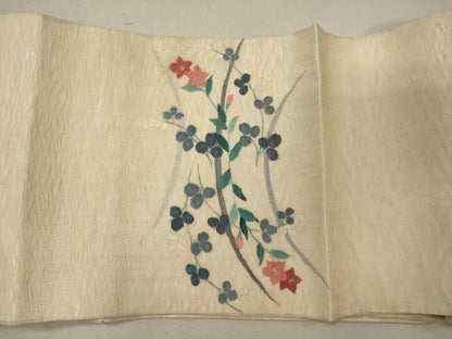 平和屋着物＊夏物 太鼓柄袋帯 すくい織 草花文 金糸 正絹 逸品 CAAW9070oy