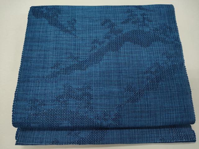 平和屋着物＊夏物 八寸名古屋帯 遠山草木文 瑠璃色 正絹 逸品 CAAW9079oy
