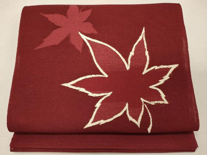 平和屋着物＊夏物 八寸名古屋帯 刺繍 楓文 正絹 逸品 CAAW9080oy