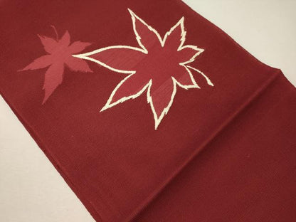 平和屋着物＊夏物 八寸名古屋帯 刺繍 楓文 正絹 逸品 CAAW9080oy