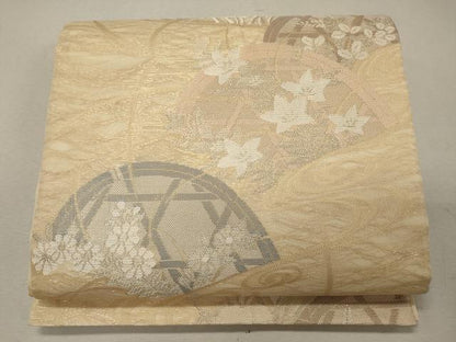 平和屋着物＊夏物 六通柄袋帯 籬流水花文 金銀糸 正絹 逸品 CAAW9081oy