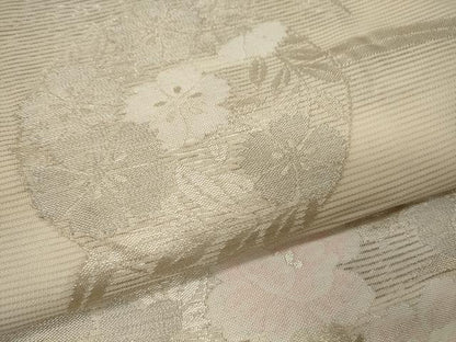 平和屋着物＊夏物 六通柄袋帯 芝草花丸文 銀糸 正絹 逸品 CAAW9082oy