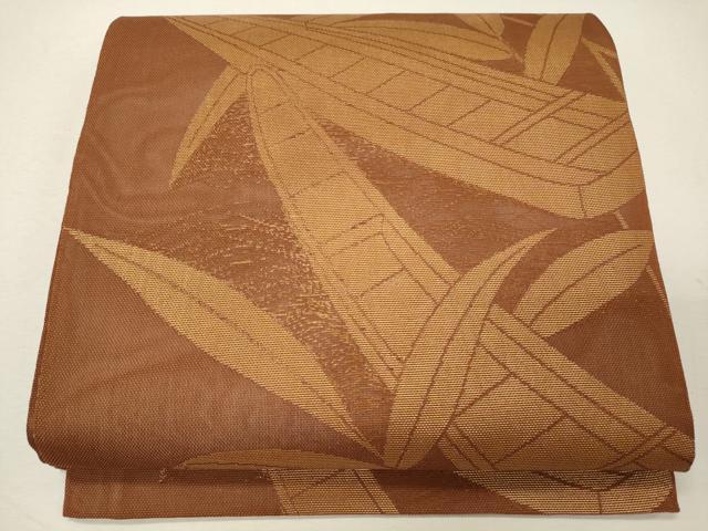平和屋着物＊夏物 六通柄 本袋帯 笹の葉文 船 金糸 正絹 逸品 CAAW9084oy