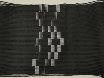 平和屋着物＊夏物　八寸名古屋帯　幾何学文　黒地　正絹　逸品　CAAW9091oy