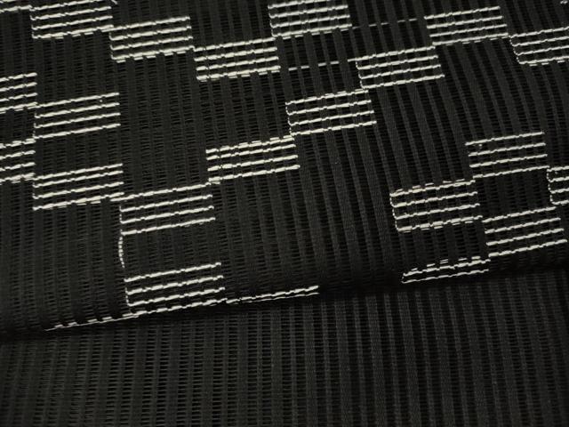 平和屋着物＊夏物　八寸名古屋帯　幾何学文　黒地　正絹　逸品　CAAW9091oy