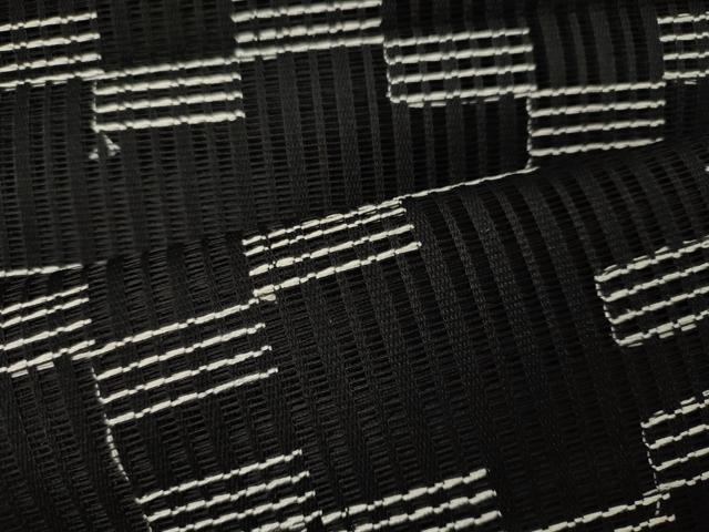 平和屋着物＊夏物　八寸名古屋帯　幾何学文　黒地　正絹　逸品　CAAW9091oy