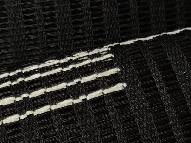 平和屋着物＊夏物　八寸名古屋帯　幾何学文　黒地　正絹　逸品　CAAW9091oy