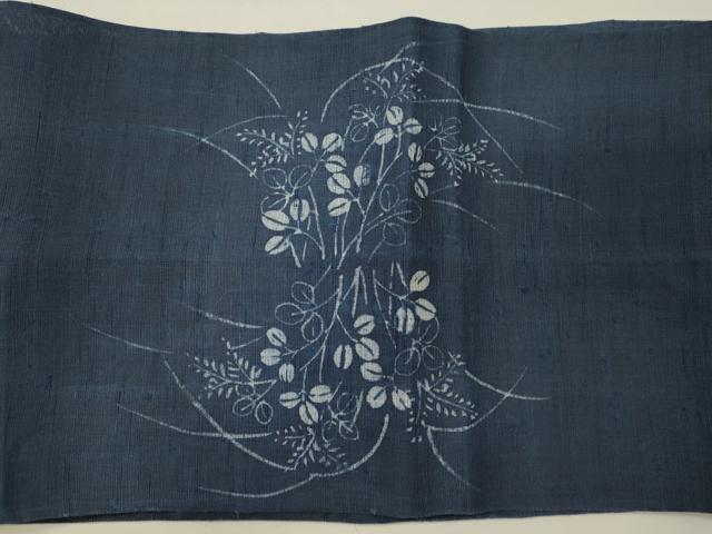 平和屋着物＊夏物 太鼓柄袋帯 作家物 型染め 草葉文 正絹 逸品 CAAW9096oy