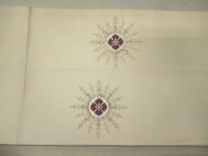 平和屋着物＊夏物 九寸開き名古屋帯 駒刺繍 総刺繍 正倉院花文 正絹 逸品 CAAW9097oy