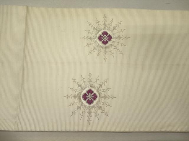 平和屋着物＊夏物 九寸開き名古屋帯 駒刺繍 総刺繍 正倉院花文 正絹 逸品 CAAW9097oy