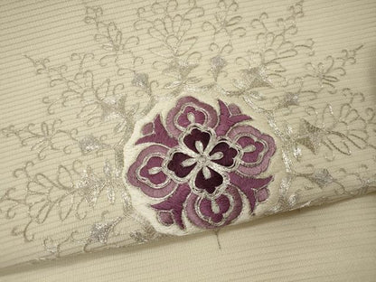 平和屋着物＊夏物 九寸開き名古屋帯 駒刺繍 総刺繍 正倉院花文 正絹 逸品 CAAW9097oy