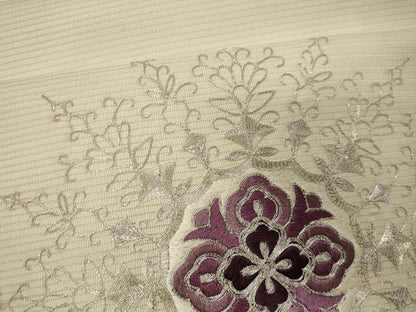 平和屋着物＊夏物 九寸開き名古屋帯 駒刺繍 総刺繍 正倉院花文 正絹 逸品 CAAW9097oy