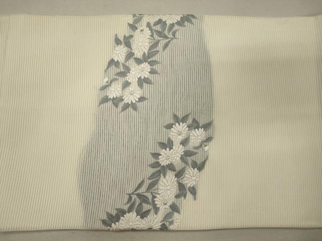 平和屋着物＊夏物 九寸開き名古屋帯 唐織 草花文 銀糸 正絹 逸品 CAAW9099oy
