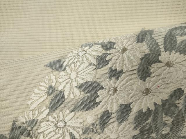 平和屋着物＊夏物 九寸開き名古屋帯 唐織 草花文 銀糸 正絹 逸品 CAAW9099oy