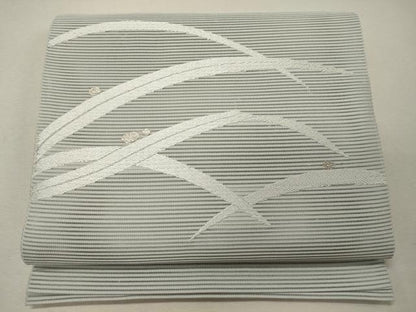平和屋着物＊夏物　八寸名古屋帯　絽綴れ　露芝文　銀糸　正絹　逸品　未使用　CAAW9102oy