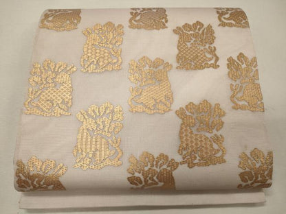 平和屋着物＊夏物 太鼓柄袋帯 総刺繍 花うさぎ 金糸 正絹 逸品 CAAW9104oy