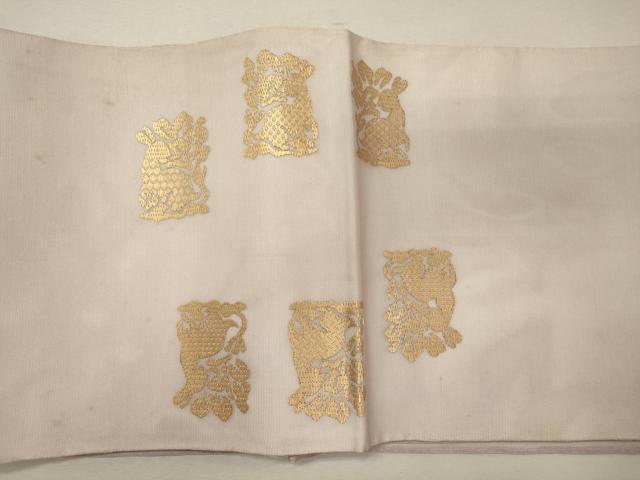 平和屋着物＊夏物 太鼓柄袋帯 総刺繍 花うさぎ 金糸 正絹 逸品 CAAW9104oy