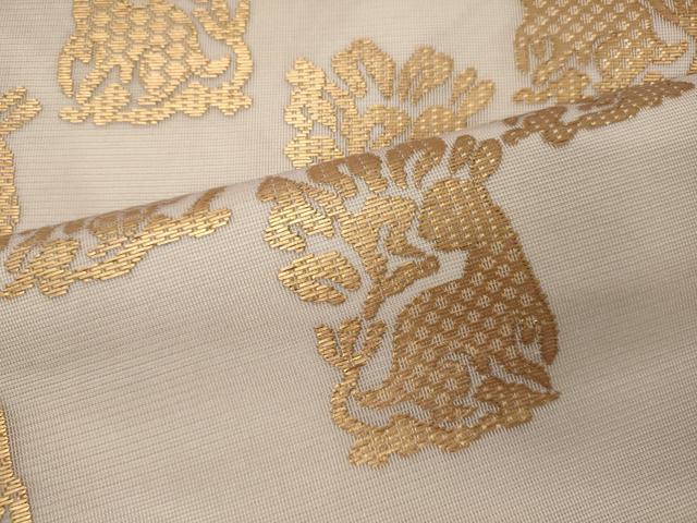 平和屋着物＊夏物 太鼓柄袋帯 総刺繍 花うさぎ 金糸 正絹 逸品 CAAW9104oy