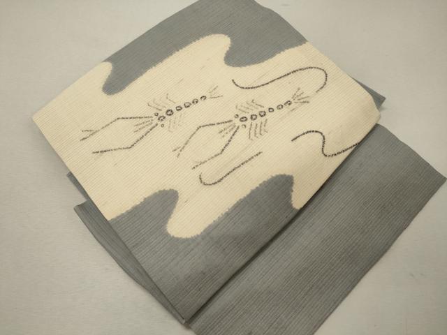 平和屋着物＊夏物 つけ帯 絽紬 絞り 手描き 海老 三越扱い 正絹 逸品 CAAW9106oy
