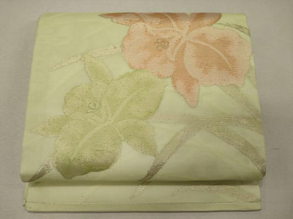 平和屋着物＊夏物 九寸開き名古屋帯 草花文 金糸 正絹 逸品 CAAW9109oy