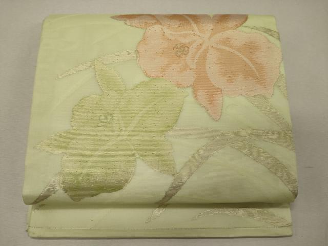 平和屋着物＊夏物 九寸開き名古屋帯 草花文 金糸 正絹 逸品 CAAW9109oy