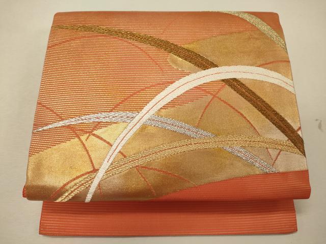 平和屋着物＊夏物 九寸開き名古屋帯 唐織 芝文 金銀糸 正絹 逸品 未使用 CAAW9111oy