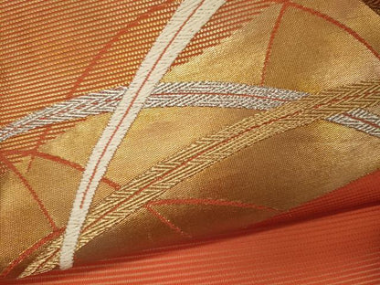 平和屋着物＊夏物 九寸開き名古屋帯 唐織 芝文 金銀糸 正絹 逸品 未使用 CAAW9111oy