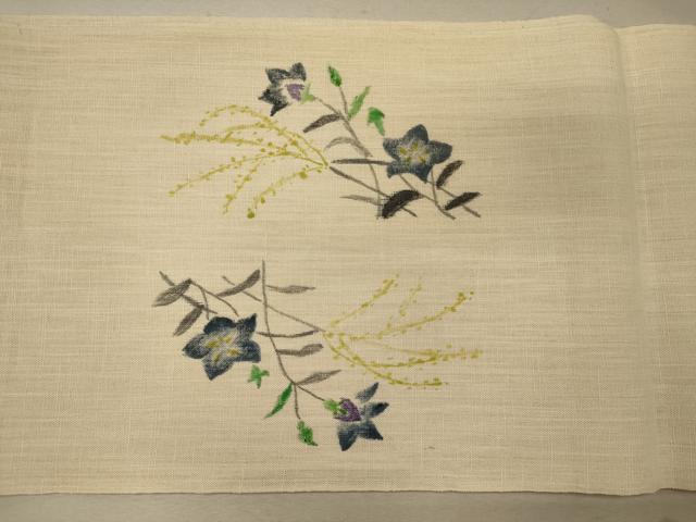平和屋着物＊夏物 八寸名古屋帯 作家物 手描き 草花文 正絹 逸品 CAAW9112oy