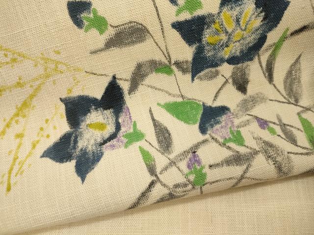 平和屋着物＊夏物 八寸名古屋帯 作家物 手描き 草花文 正絹 逸品 CAAW9112oy