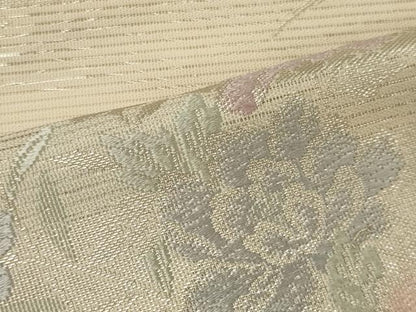 平和屋着物＊夏物　六通柄袋帯　唐織　草花文　銀糸　正絹　逸品　CAAW9114oy