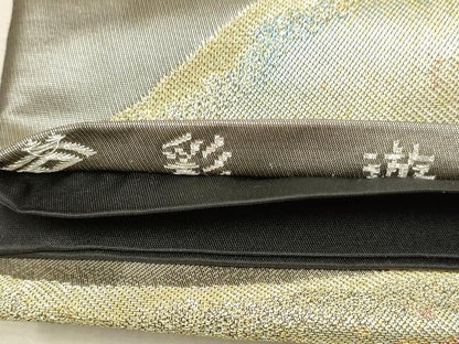 平和屋着物◎六通柄袋帯　彩遊　涛の詩　遠山重ね文　金糸　正絹　逸品　CAAW9226qe