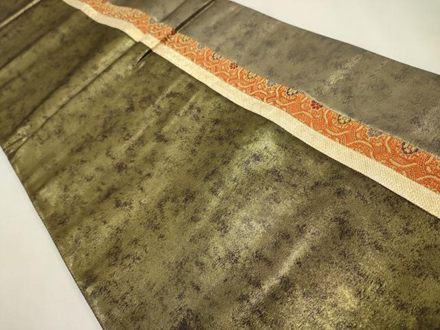 平和屋着物◎六通柄袋帯　吉祥花間道　黒地　金糸　引箔　正絹　逸品　CAAW9228qe