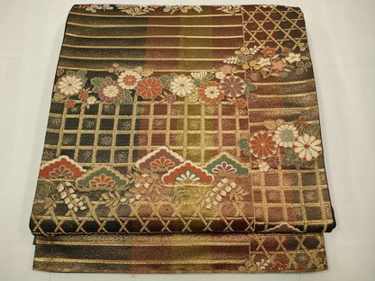 平和屋着物◎両方向　六通柄袋帯　唐織　珀眉献上錦　金糸　正絹　逸品　CAAW9233qe
