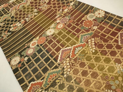 平和屋着物◎両方向　六通柄袋帯　唐織　珀眉献上錦　金糸　正絹　逸品　CAAW9233qe